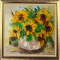 Sunflowers Original Oil Painting Still Life Flowers Impressionism Impasto Palette Knife Art Square