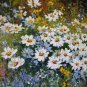 White Daisies Meadow Original Oil Painting Palette Knife Impressionism Impasto Wild Flower Landscape