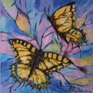 Butterflies Original Oil Painting Butterfly Fine Art Spring Animal Palette Knife Colorful