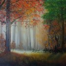 Autumn Glade Original Oil Painting Landscape Forest Fall Trees Palette Knife Fine Art Leaves