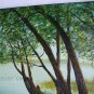 Lake Original Oil Painting Landscape Forest Trees Spring Palette Knife Fine Art Green