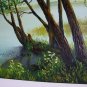 Lake Original Oil Painting Landscape Forest Trees Spring Palette Knife Fine Art Green