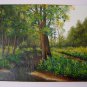 Forest Stream Original Oil Painting Landscape Trees Spring River Palette Knife Fine Art