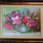 Pink Roses Original Oil Painting Impasto Still Life Palette Knife Art Wild Flowers