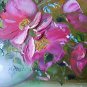 Pink Roses Original Oil Painting Impasto Still Life Palette Knife Art Wild Flowers