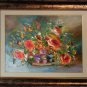 Roses Original Oil Painting Still Life Impasto Orange Flowers Bouquet Palette Knife Fine Art