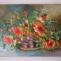 Roses Original Oil Painting Still Life Impasto Orange Flowers Bouquet Palette Knife Fine Art