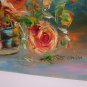 Roses Original Oil Painting Still Life Impasto Orange Flowers Bouquet Palette Knife Fine Art