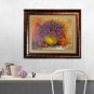 Still Life Original Oil Painting Purple Orange Wild Flowers Fruits Impasto Palette Knife Fine Art