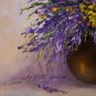 Purple Wild Flowers Original Oil Painting Still Life Impasto Lavender Palette Knife Fine Art