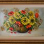 Sunflowers Original Oil Painting Red Poppies Impasto Still Life Palette Knife Textured Fine Art