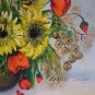 Sunflowers Original Oil Painting Red Poppies Impasto Still Life Palette Knife Textured Fine Art