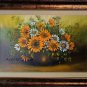 Sunflowers Original Oil Painting White Daisies Impasto Still Life Palette Knife Textured Fine Art
