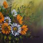 Sunflowers Original Oil Painting White Daisies Impasto Still Life Palette Knife Textured Fine Art