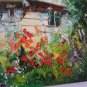 Cottage Mallows Garden Original Oil Painting Landscape Flowers Tree Impasto Art Malva