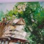 Cottage Mallows Garden Original Oil Painting Landscape Flowers Tree Impasto Art Malva