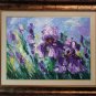 Purple Irises Original Oil Painting Meadow Flowers Fine Art Delicate Paint Texture Floral