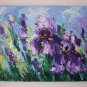 Purple Irises Original Oil Painting Meadow Flowers Fine Art Delicate Paint Texture Floral