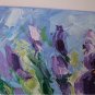 Purple Irises Original Oil Painting Meadow Flowers Fine Art Delicate Paint Texture Floral