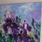 Purple Irises Original Oil Painting Meadow Flowers Fine Art Delicate Paint Texture Floral
