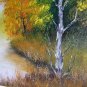 Autumn River Original Oil Painting Landscape Forest Fall Trees Palette Knife Fine Art Leaves
