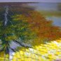 Autumn River Original Oil Painting Landscape Forest Fall Trees Palette Knife Fine Art Leaves