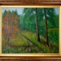 Landscape Original Oil Painting Forest Mountain Path Meadow Grass Autumn Trees