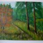Landscape Original Oil Painting Forest Mountain Path Meadow Grass Autumn Trees