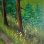 Landscape Original Oil Painting Forest Mountain Path Meadow Grass Autumn Trees
