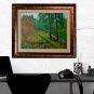 Landscape Original Oil Painting Forest Mountain Path Meadow Grass Autumn Trees