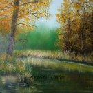 Autumn Landscape Original Oil Painting Wetlands Fall Forest Grass Trees Fine Art Offer