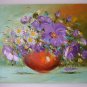 Still Life Purple Flowers Original Oil Painting Palette Knife Impasto White Daisies Fine Art