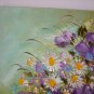 Still Life Purple Flowers Original Oil Painting Palette Knife Impasto White Daisies Fine Art