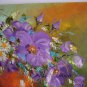 Still Life Purple Flowers Original Oil Painting Palette Knife Impasto White Daisies Fine Art