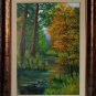Autumn Forest Original Oil Painting Landscape Fall River Trees Palette Knife Fine Art Leaves