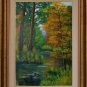 Autumn Forest Original Oil Painting Landscape Fall River Trees Palette Knife Fine Art Leaves