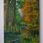Autumn Forest Original Oil Painting Landscape Fall River Trees Palette Knife Fine Art Leaves