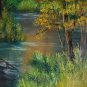 Autumn Forest Original Oil Painting Landscape Fall River Trees Palette Knife Fine Art Leaves