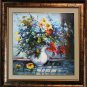 Still Life Original Oil Painting, Red Poppies Colorful Wild Flowers, Roses Impasto Textured Fine Art