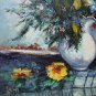Still Life Original Oil Painting, Red Poppies Colorful Wild Flowers, Roses Impasto Textured Fine Art