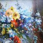 Still Life Original Oil Painting, Red Poppies Colorful Wild Flowers, Roses Impasto Textured Fine Art