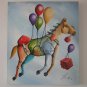 Flying Horse Modern Art Original Oil Painting Surrealist Cubist Contemporary Fine Art Baloons