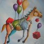 Flying Horse Modern Art Original Oil Painting Surrealist Cubist Contemporary Fine Art Baloons