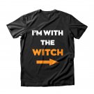 Funny Halloween T-Shirts For Husband I'm With The Witch Men's Tee Black S-3XL