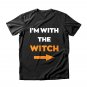 Funny Halloween T-Shirts For Husband I'm With The Witch Men's Tee Black S-3XL
