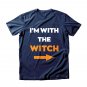 Funny Halloween T-Shirts For Husband I'm With The Witch Men's Tee Black S-3XL