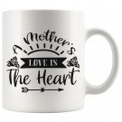 Mothers Love is the Heart Birtday Mothers Day Anniversary Gifts for Mom Coffee Mug White 11/15oz