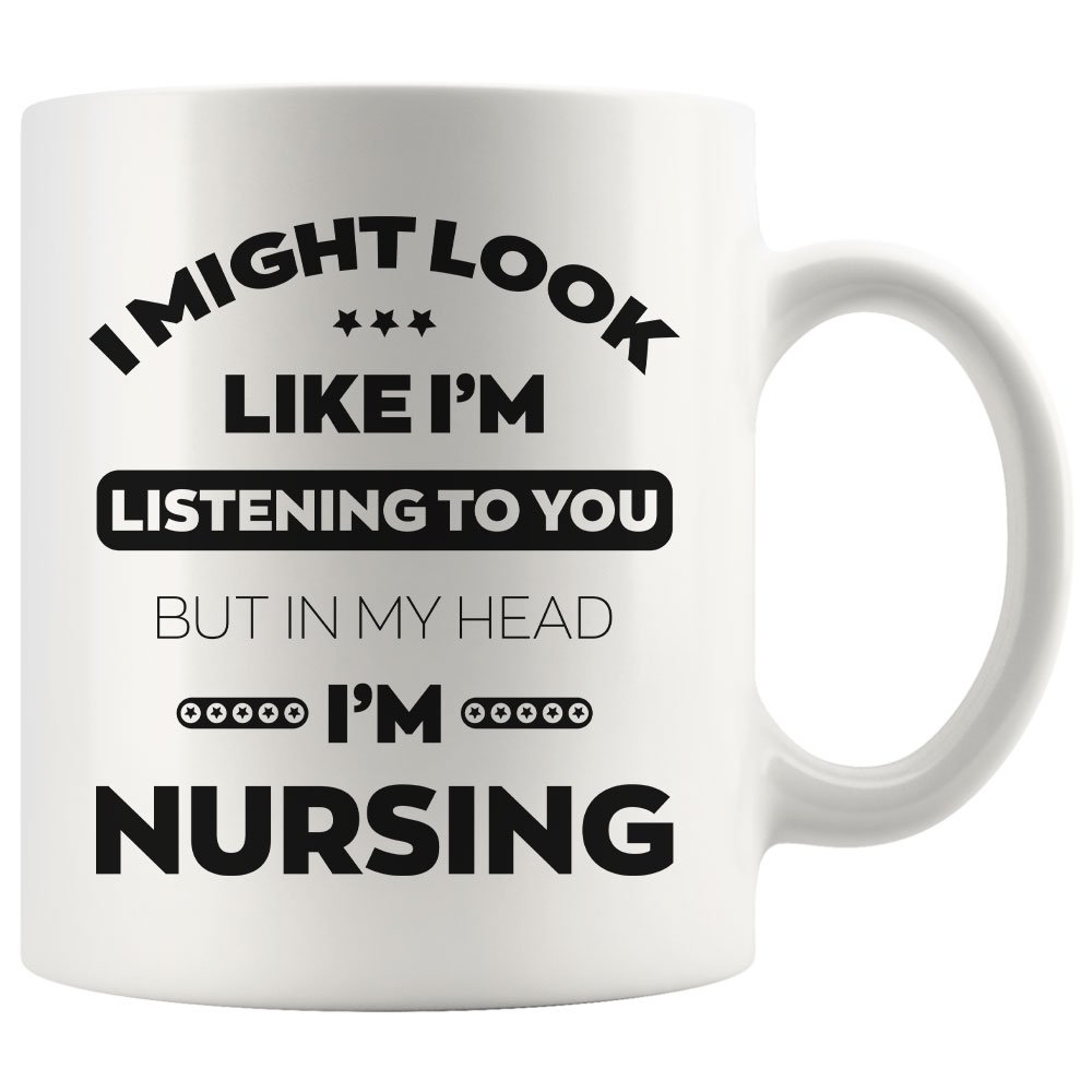Gifts for Nurses I Love Nursing Coffee Mug White Cup 11/15oz