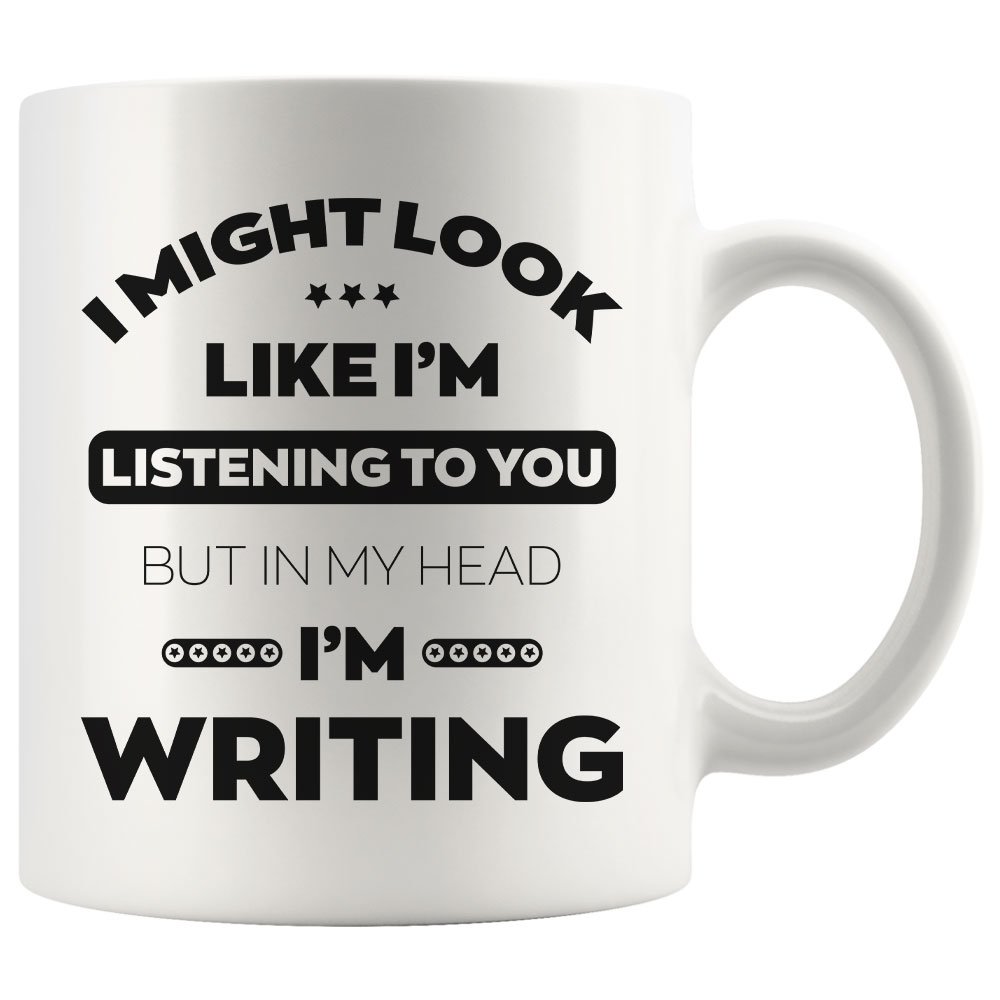Gifts for Writers Authors I Love Writing Coffee Mug White Cup 11/15oz