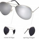 CLASSIC METAL AVIATOR SUNGLASSES FOR MEN WOMEN SILVER MIRROR LENS 57MM